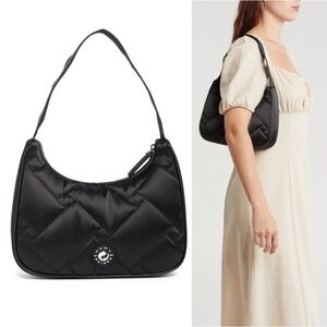 Kurt Geiger London Small Recycled Quilted Shoulder Hobo Bag Black NWT